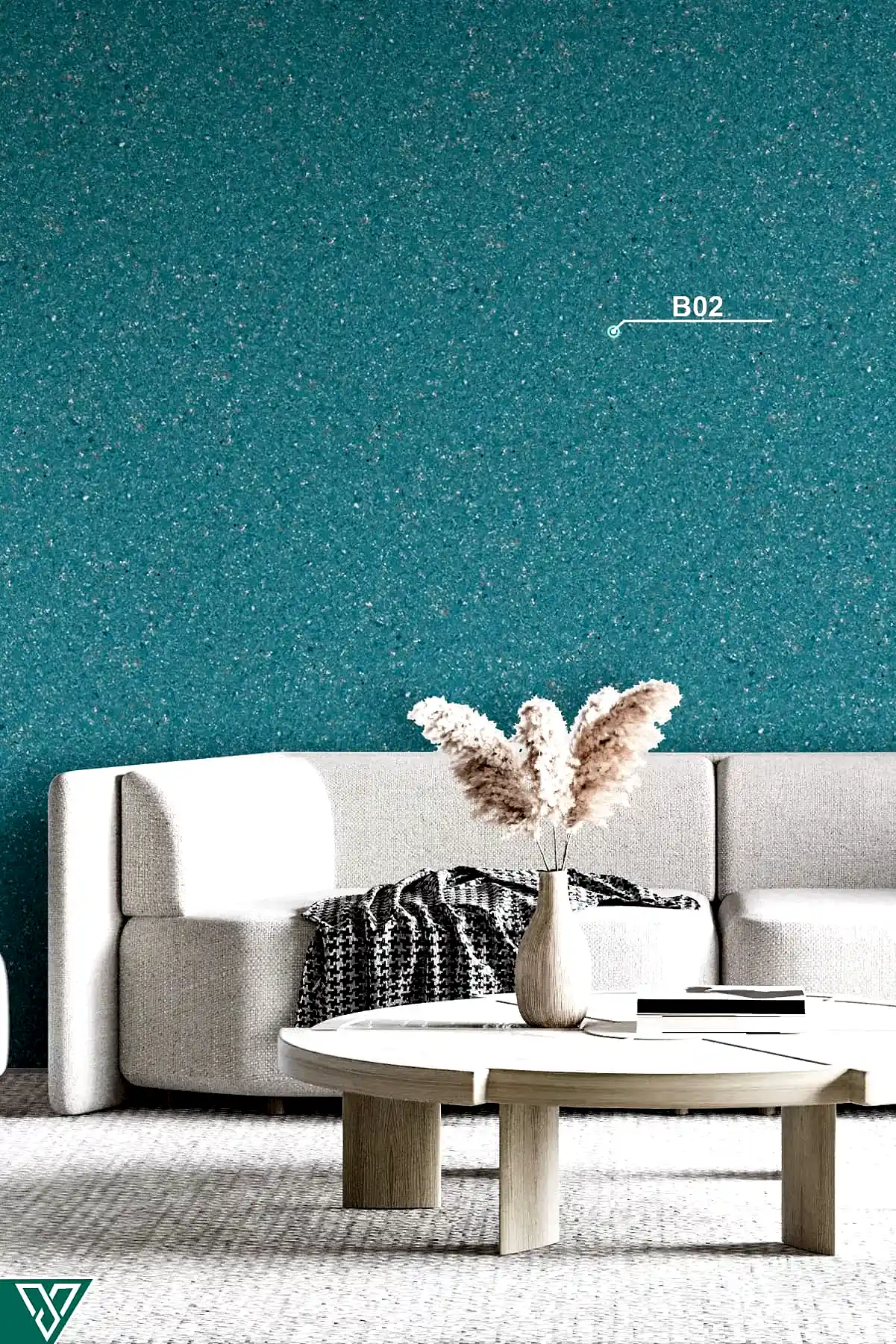 Ventrawall B02 - Yalıtımlı Sürülen Koyu Turkuaz Duvar Kağıdı