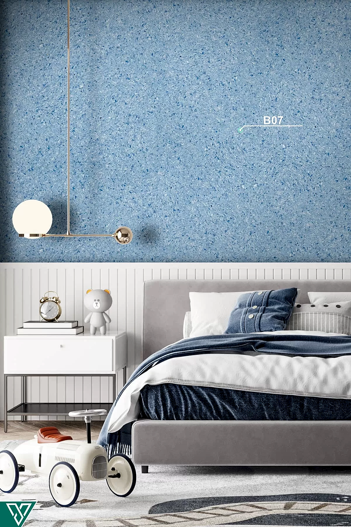 Ventrawall B07 - Yalıtımlı Sürülen Vintage Duvar Kağıdı Mavi