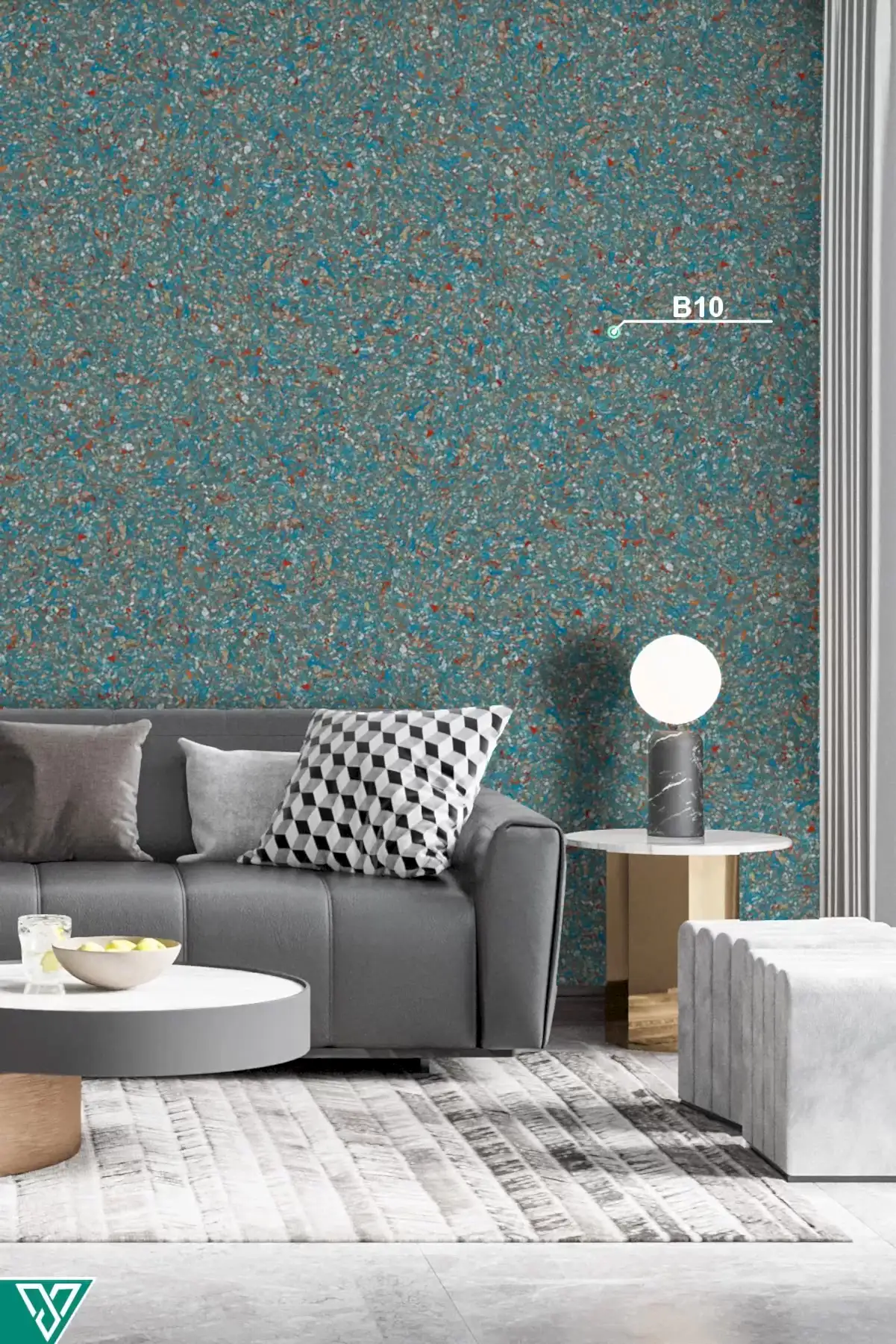 Ventrawall B10 - Yalıtımlı Sürülen Retro Duvar Kağıdı Mavi