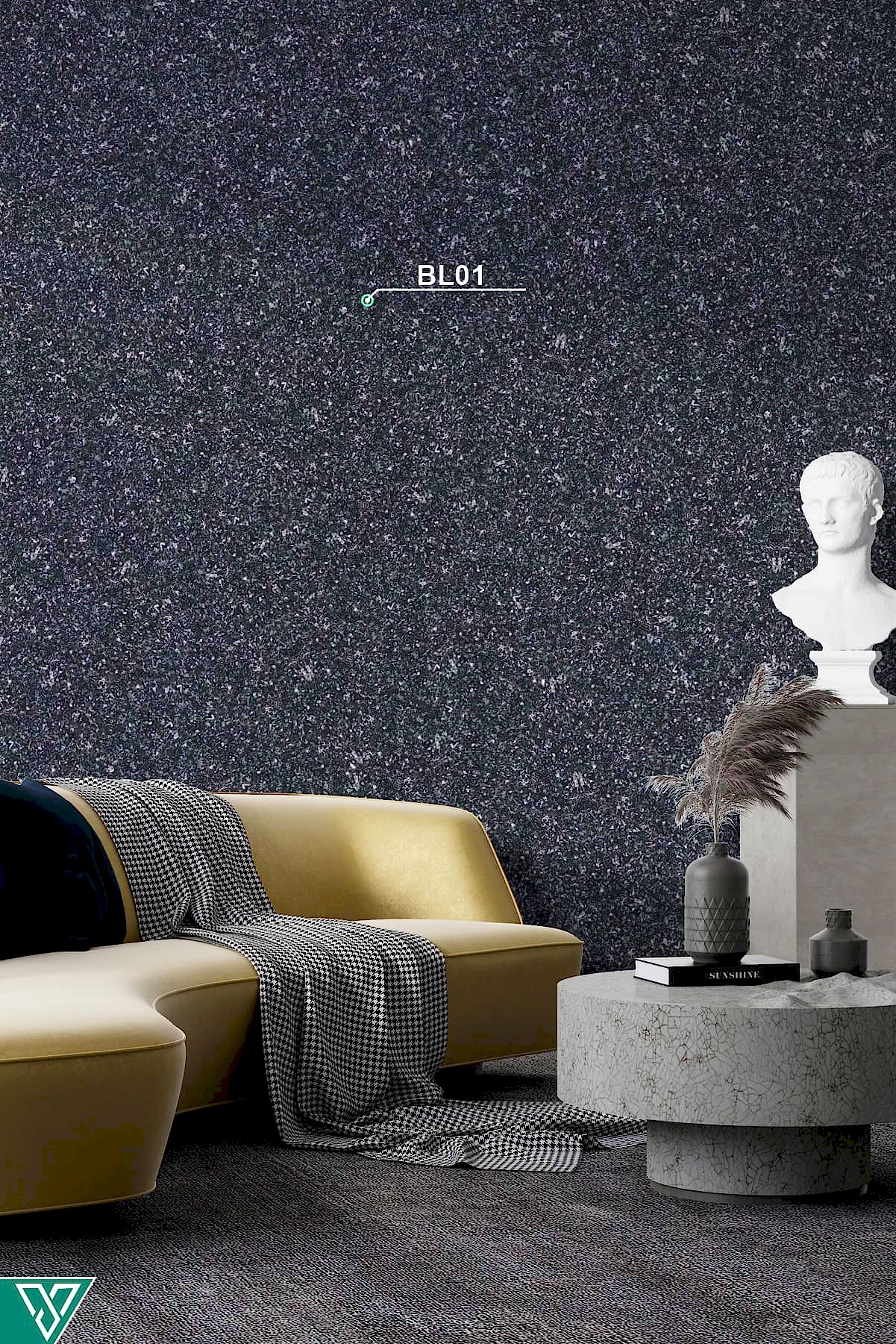 Ventrawall BL01 - Yalıtımlı Sürülen Siyah Duvar Kağıdı