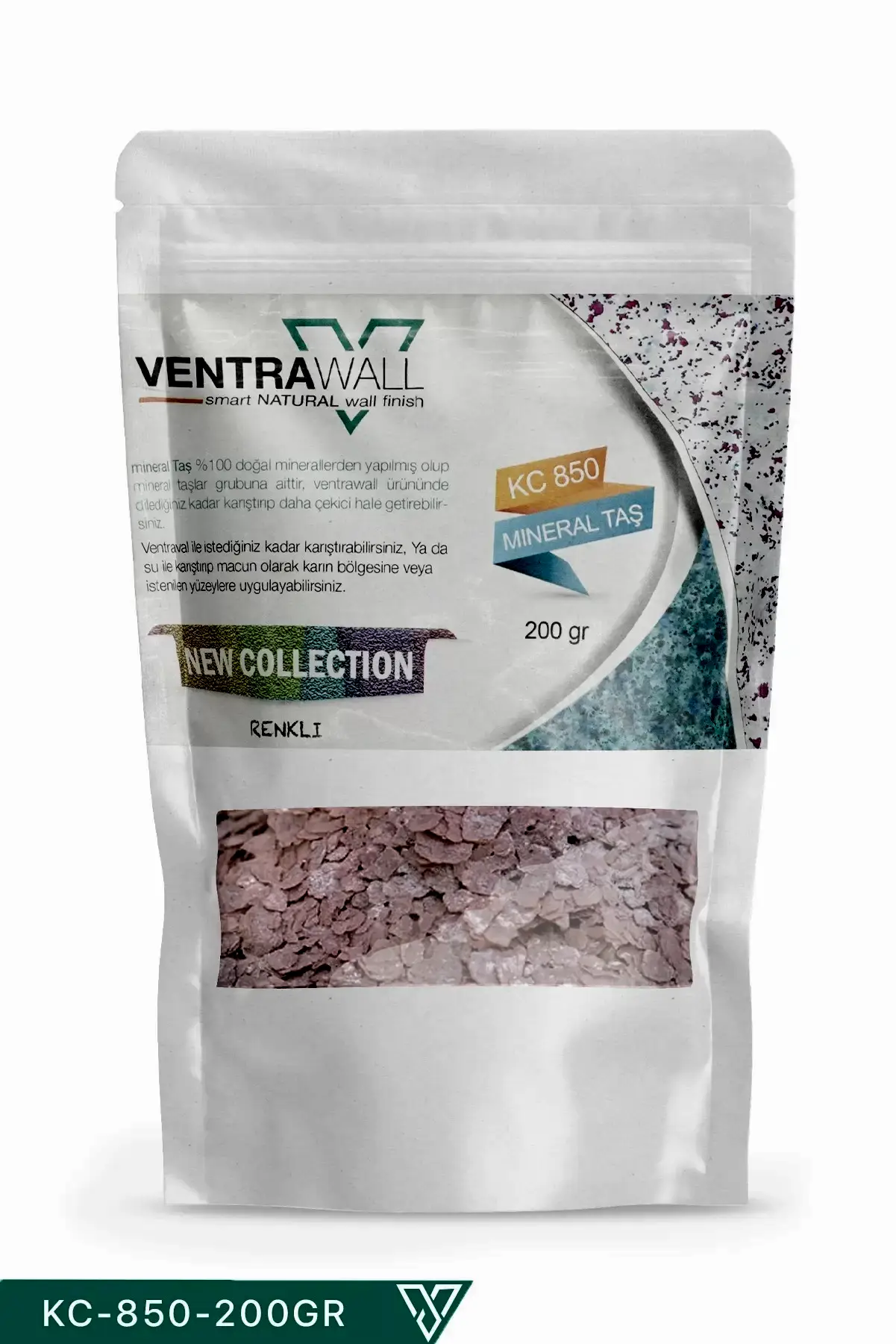 Ventrawall KC-850-200GR Toz Pembe Doğal Mineral Taşlar - Doğal Güzellik ve Dayanıklılık