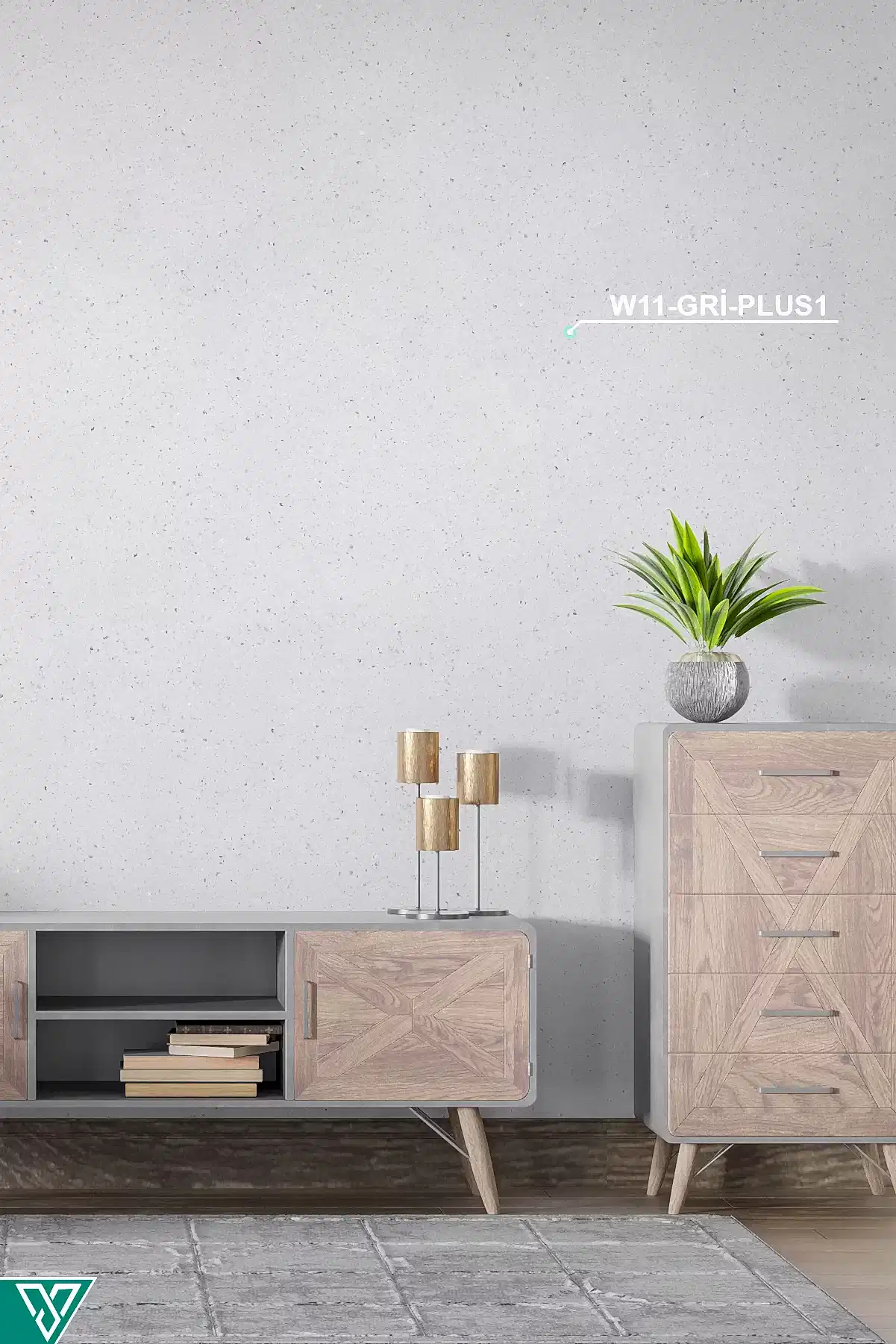 Ventrawall W11-GRİ-PLUS1-5KG Yalıtımlı Sürülen Gri Beyaz Duvar Kağıdı