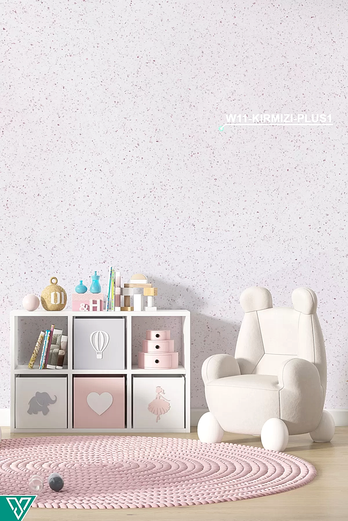 Ventrawall W11-KIRMIZI-PLUS1-5KG Yalıtımlı Sürülen Kırmızı Beyaz Duvar Kağıdı