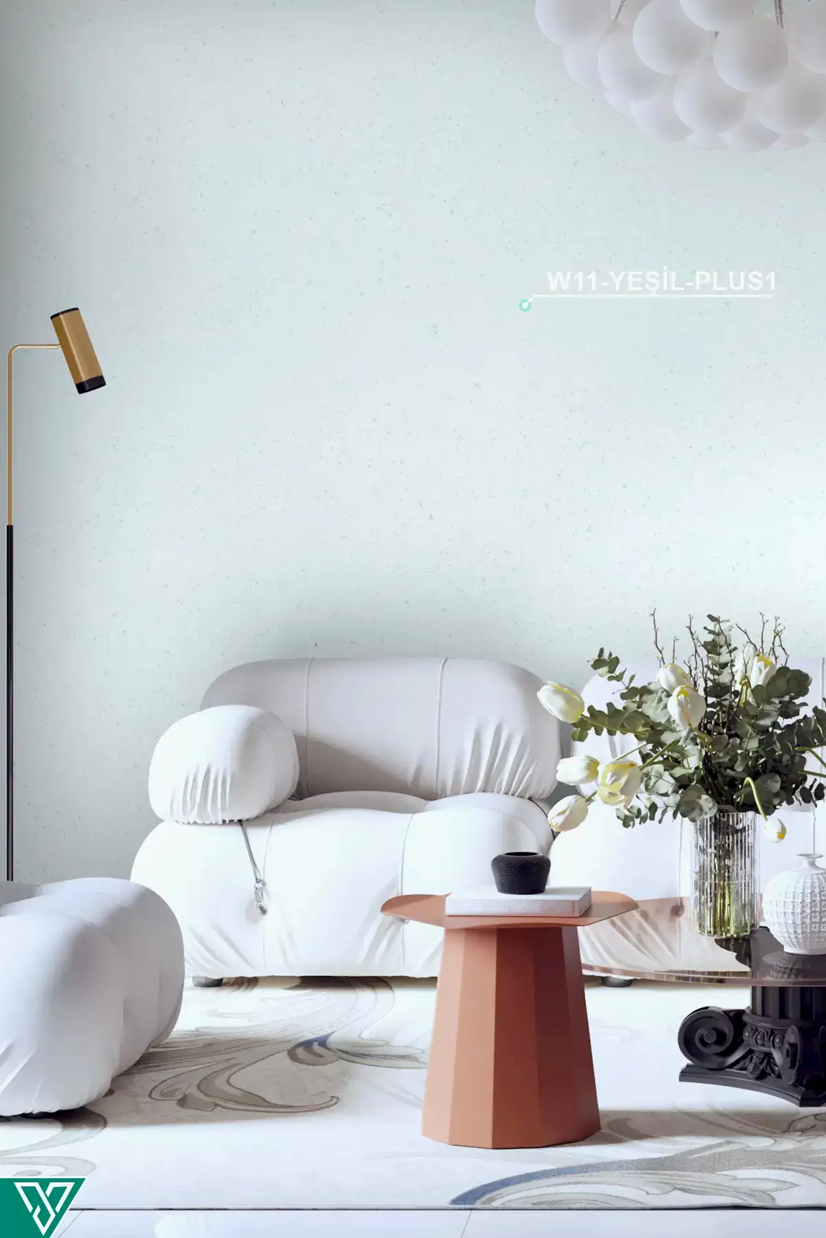 Ventrawall W11-YEŞİL-PLUS1-5KG Yalıtımlı Sürülen Yeşil Beyaz Duvar Kağıdı